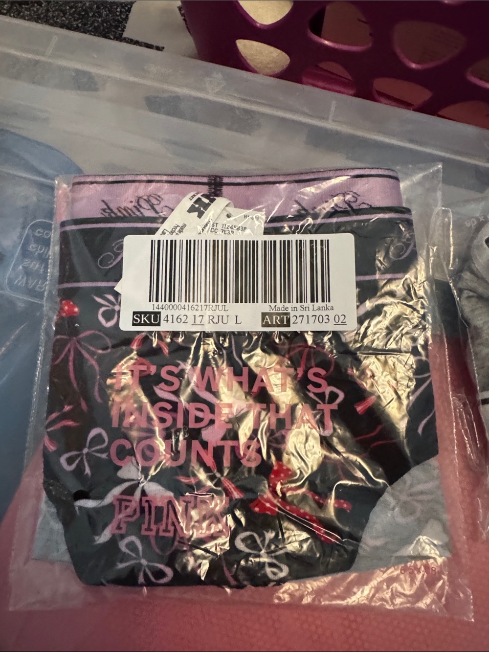 NWT: PINK Victoria's Secret Hipster Briefs (Black with bows print)